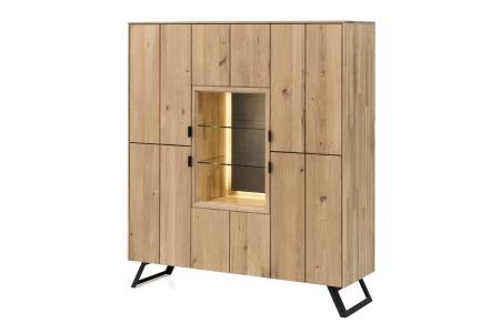 Nábytek do obývacího pokoje a jídelny LISBOA_ highboard 40 52 30 48_ rozměry š/v/h_ 130/153/42 cm_ LED osvětlení a granitová zádová vložka do niky jako volitelné příslušenství_ obr. 8