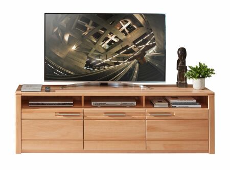 Nábytek do obývacího pokoje NATURA_ TV-spodní díl 12 18 FF 32_ rozměry š/v/h_ 190/58/45 cm_ čelní pohled_ foto s dekorací_ obr. 10
