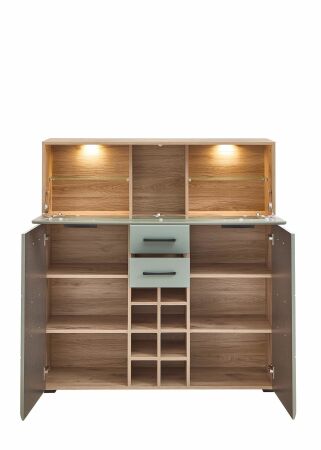 Nábytek do obývacího pokoje PHOENIX_ barová skříňka 10 A1 H9 22_ rozměry š/v/h_ 120/129/37 cm_ otevřená_ včetně LED osvětlení_ obr. 14