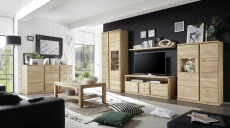 Nábytek do obývacího pokoje TERANO II._ sestava "Vario 1"_  obývací sestava  40 52 04 + sideboard 40 52 14 49 + konferenční stůl L-08201-50_ volitelné LED osvětlení_ foto s dekoracemi_ obr. 1
