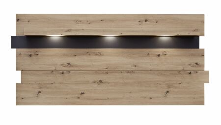 Nábytek do obývacího pokoje VANCOUVER_ závěsný stěnový panel 1K G6 GH 42_ rozměry š/v/h_ 202/93/26 cm_ čelní pohled_ včetně LED osvětlení_ obr. 8