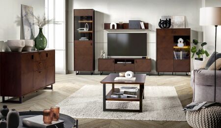Obývací a jídelní nábytek MONTESSO_ obývací pokoj_ ob. sestava z typů 10B, 30,50, 20B  + sideboard 01 + konf. stůl 65_ obr. 1