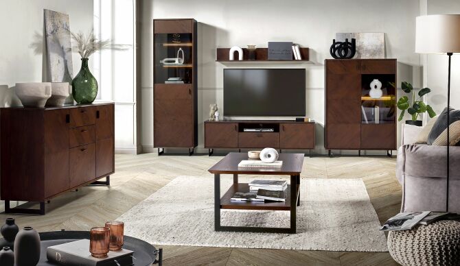 Obývací a jídelní nábytek MONTESSO_ obývací pokoj_ ob. sestava z typů 10B, 30,50, 20B  + sideboard 01 + konf. stůl 65_ obr. 1