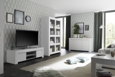 Volná sestava elementů CASTELLO bílý matný lak_tv-element + regál + sideboard 3-dv._obr. 2 Volná sestava elementů CASTELLO bílý matný lak_tv-element + regál + sideboard 3-dv._obr. 2