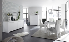 Volná sestava elementů CASTELLO bílý matný lak_sideboard 4dv. + highboard 4dv. + jídelní stůl 137 cm_obr. 5 Volná sestava elementů CASTELLO bílý matný lak_sideboard 4dv. + highboard 4dv. + jídelní stůl 137 cm_obr. 5