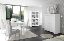 Volná sestava elementů CASTELLO bílý matný lak_highboard 4dv. + regál + jídelní stůl 137 cm_obr. 6 Volná sestava elementů CASTELLO bílý matný lak_highboard 4dv. + regál + jídelní stůl 137 cm_obr. 6
