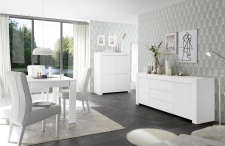 Volná sestava elementů CASTELLO bílý matný lak_highboard 4dv. + sideboard 2dv. 3zsk. + jídelní stůl 137 cm_obr. 8 Volná sestava elementů CASTELLO bílý matný lak_highboard 4dv. + sideboard 2dv. 3zsk. + jídelní stůl 137 cm_obr. 8