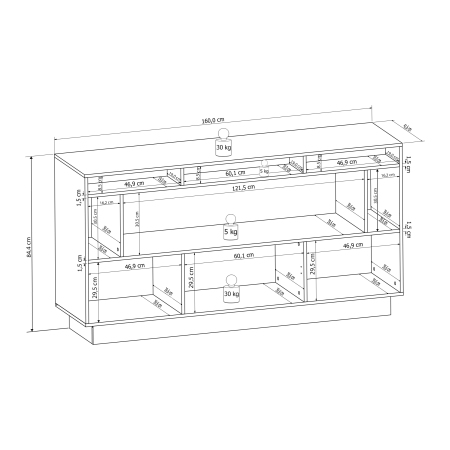 Sideboard DALTON_schematick obrzek s vnitnmi rozmry_obr. 14