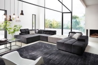 Sedací souprava OREGON 2.0_sestava UBElgroß-ZHgroß-1oA-LAR_v látce Velvet black a Classy black_obr. 1