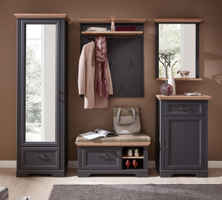 Předsíňová nábytek JASPER graphit_ sestava typů 30 B1 GH.. 01+10+41+50+60_ rozměry_ š/v/h_ 253/204/41 cm_ čelní pohled_ obr. 2