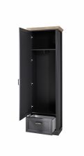 Předsíňový nábytek JASPER_ šatní skříň 30 B1 GH 01_ rozměry_ š/v/h_ 65/204/41 cm_ otevřená_ vnitřní uspořádání_ obr. 10