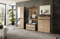 Předsíňový nábytek VANCOUVER_sestava 3B A1 GH 80_rozměry š/v/h_ 255/192/38 cm_ šikmý pohled_ obr. 1