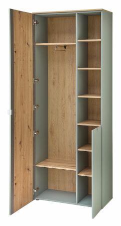 Předsíňový nábytek BONO green_ šatní skříň 30 J1 H9 01_ rozměry š/v/h_ 78/202/38 cm_ otevřená_ vnitřní uspořádání_ obr. 7