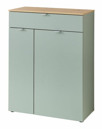 Předsíňový nábytek BONO green_ botník 30 J1 H9 11_ rozměry š/v/h_ 78/103/38 cm_ šikmý pohled_ obr. 9