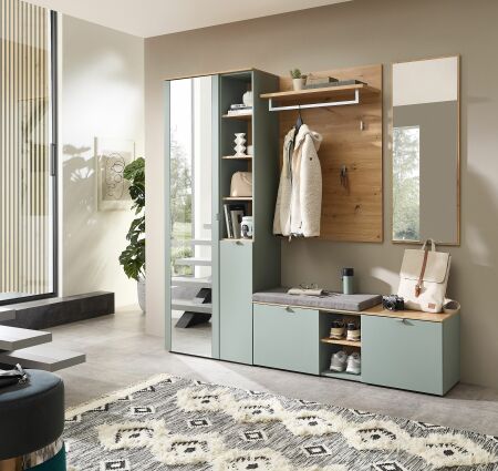 Předsíňový nábytek BONO green_ sestava 30 J1 H9 81_ rozměry š/v/h_ 206/202/38 cm_ obr. 1