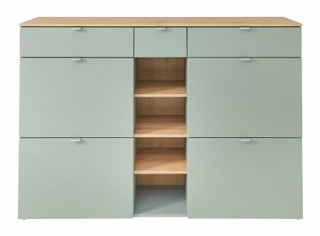 Předsíňový nábytek BONO green_ botník 30 J1 H9 12_ rozměry š/v/h_ 148/103/38 cm_ čelní pohled_ obr. 3