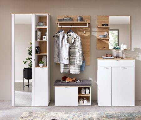 Předsíňový nábytek BONO white_ sestava 30 J1 HW 80_ rozměry š/v/h_ 264/202/38 cm_ čelní pohled_ obr. 2