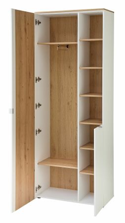 Předsíňový nábytek BONO white_ šatní skříň 30 J1 HW 01_ rozměry š/v/h_ 78/202/38 cm_ otevřená_ vnitřní uspořádání_ obr. 8