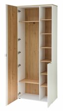 Předsíňový nábytek BONO white_ šatní skříň 30 J1 HW 01_ rozměry š/v/h_ 78/202/38 cm_ otevřená_ vnitřní uspořádání_ obr. 8 Předsíňový nábytek BONO white_ šatní skříň 30 J1 HW 01_ rozměry š/v/h_ 78/202/38 cm_ otevřená_ vnitřní uspořádání_ obr. 8