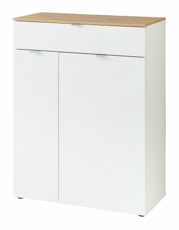 Předsíňový nábytek BONO white_ botník 30 J1 HW 11_ rozměry š/v/h_ 78/103/38 cm_ šikmý pohled_ obr. 10