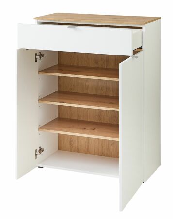 Předsíňový nábytek BONO white_ botník 30 J1 HW 11_ rozměry š/v/h_ 78/103/38 cm_ otevřený_ vnitřní uspořádání_ obr. 11