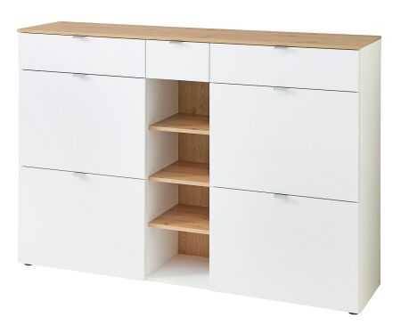 Předsíňový nábytek BONO white_ botník 30 J1 HW 12_ rozměry š/v/h_ 148/103/38 cm_ šikmý pohled_ obr. 4