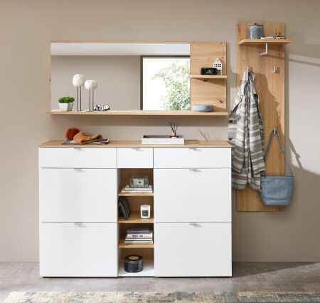 Předsíňový nábytek BONO white_ sestava 30 J1 HW 82_ rozměry š/v/h_ 208/202/38 cm_ čelní pohled_ obr. 2