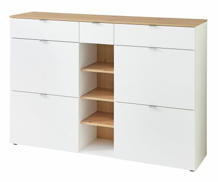Předsíňový nábytek BONO white_ botník 30 J1 HW 12_ rozměry š/v/h_ 148/103/38 cm_ šikmý pohled_ obr. 5
