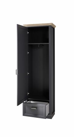 Předsíňový nábytek JASPER graphit_ šatní skříň 30 B1 GH 01_ rozměry_ š/v/h_ 65/204/41 cm_ otevřená_ vnitřní uspořádání_ obr. 9