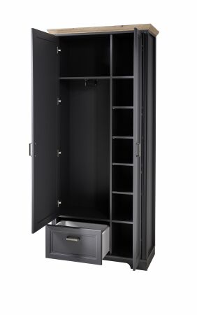 Předsíňový nábytek JASPER_ šatní skříň 30 B1 GH 03_ rozměry_ š/v/h_ 93/204/41 cm_ otevřená_ vnitřní uspořádání_ obr. 9