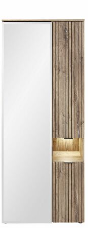 Předsíňový nábytek PRESTIGE_ šatní skříň 3T F7 VM 03_ š/v/h_ 82/204/38 cm_  čelní pohled_ LED osvětlení zapnuto_ obr. 8