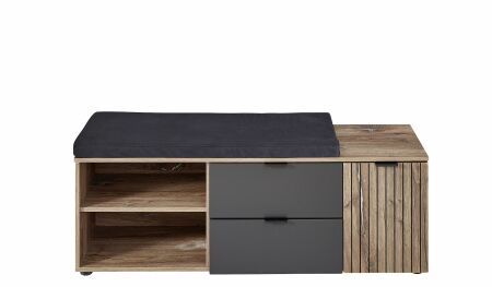 Předsíňový nábytek PRESTIGE_ lavice s polštářem na sezení 3T F7 VM 61_ š/v/h_ 134/51/38 cm_ čelní pohled_ obr. 11