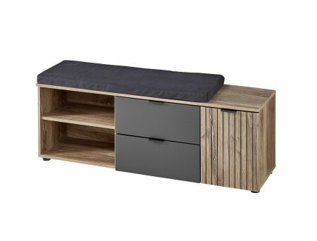 Předsíňový nábytek PRESTIGE_ lavice s polštářem na sezení 3T F7 VM 61_ š/v/h_ 134/51/38 cm_ šikmý pohled_ obr. 12
