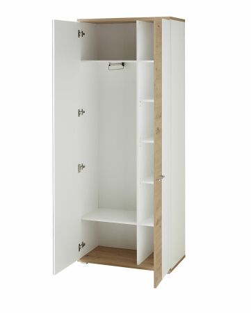 Předsíňový nábytek SINA_ šatní skříň 3S D6 WH 03_ rozměry š/v/h _ 80/200/38 cm_ otevřená_ vnitřní uspořádání_ obr. 7