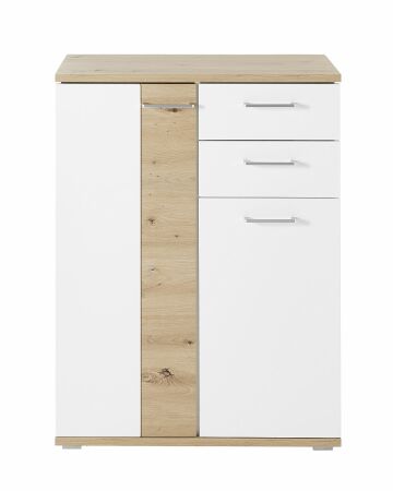 Předsíňový nábytek SINA_ botník 3S D6 WH 11_ rozměry š/v/h_ 80/106/38 cm_ čelní pohled_ obr. 8
