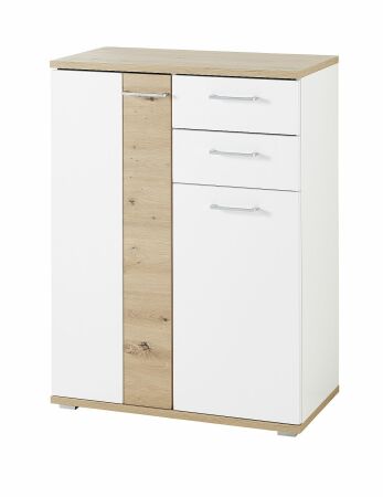 Předsíňový nábytek SINA_ botník 3S D6 WH 11_ rozměry š/v/h_ 80/106/38 cm_ šikmý pohled_ obr. 9