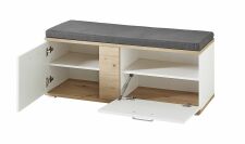 Předsíňový nábytek SINA_ lavice s polštářem na sezení 3S D6 WH 60_ rozměry š/v/h_ 120/50/38 cm_ otevřená_ vnitřní uspořádání_ obr. 16