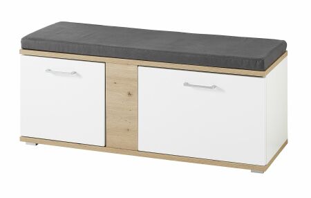 Předsíňový nábytek SINA_ lavice s polštářem na sezení 3S D6 WH 60_ rozměry š/v/h_ 120/50/38 cm_ šikmý pohled_ obr. 14