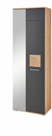 Předsíňový nábytek SUN black_ šatní skříň 30 H3 HS 01_ rozměry_ š/v/h 65/195/38 cm_ šikmý pohled_ obr. 6