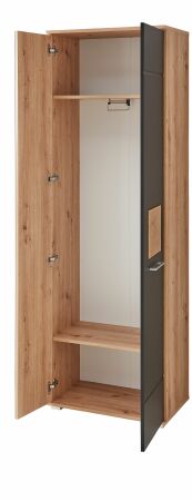 Předsíňový nábytek SUN black_ šatní skříň 30 H3 HS 01_ rozměry_ š/v/h 65/195/38 cm_ otevřená_ vnitřní uspořádání_ obr. 7
