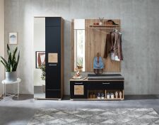 Předsíňový nábytek SUN black_ sestava 30 H3 HS 81_ rozměry_ š/v/h 206/195/38 cm_ čelní pohled_ obr. 2