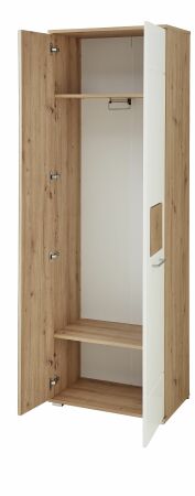 Předsíňový nábytek SUN white_ šatní skříň 30 H3 HW 01_  rozměry š/v/h_ 65/195/38 cm_ otevřená_ vnitřní uspořádání_ obr. 7