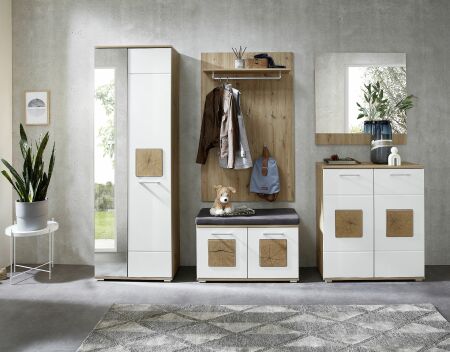 Předsíňový nábytek SUN white_ sestava 30 H3 HW 80_ rozměry_ š/v/h  263/195/38 cm_ čelní pohled_ obr. 2