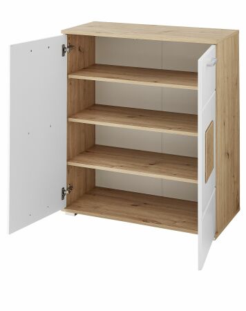 Předsíňový nábytek SUN white_ botník 30 H3 HW 11_ rozměry š/v/h_ 84/95/38 cm_ otevřený_ vnitřní uspořádání_ obr. 10