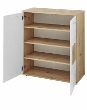 Předsíňový nábytek SUN white_ botník 30 H3 HW 11_ rozměry š/v/h_ 84/95/38 cm_ otevřený_ vnitřní uspořádání_ obr. 10