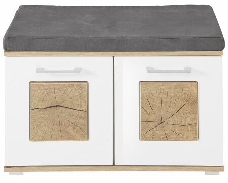 Předsíňový nábytek SUN white_ lavice-botník s polštářem na sezení 30 H3 HW 60_ rozměry š/v/h_ 84/53/38 cm_ čelní pohled_ obr. 14