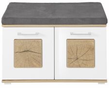 Předsíňový nábytek SUN white_ lavice-botník s polštářem na sezení 30 H3 HW 60_ rozměry š/v/h_ 84/53/38 cm_ čelní pohled_ obr. 14