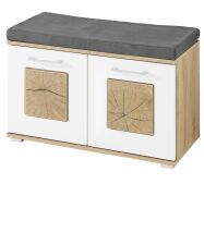 Předsíňový nábytek SUN white_ lavice-botník s polštářem na sezení 30 H3 HW 60_ rozměry š/v/h_ 84/53/38 cm_ šikmý pohled_ obr. 15