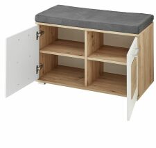 Předsíňový nábytek SUN white_ lavice-botník s polštářem na sezení 30 H3 HW 60_ rozměry š/v/h_ 84/53/38 cm_ otevřená_ vnitřní uspořádání_ obr. 16