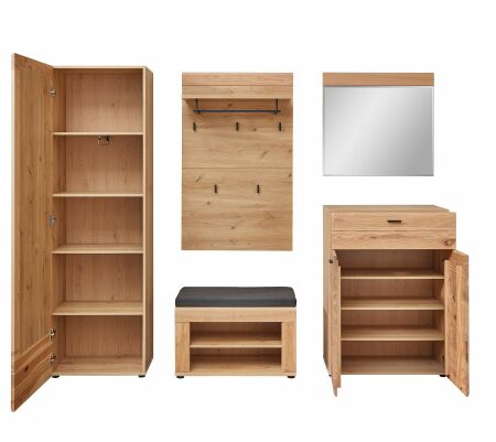 Předsíňový nábytek SYLT_ sestava 62 05 HU 80 _ š/v/h  240/ 194/ 39 cm_ otevřená_ vnitřní uspořádání_ obr. 2